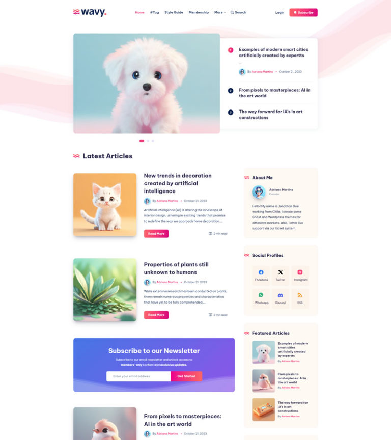 Classic Home - Wavy Theme for Ghost