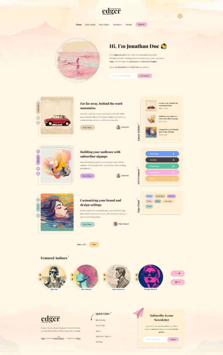 Main Home - Edger for Ghost